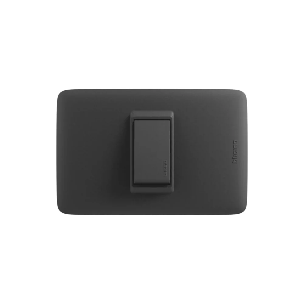 Interruptor de 3 vías 10A 250V negro mate Bticino Domino Sencia Plus AP1101N – vista frontal