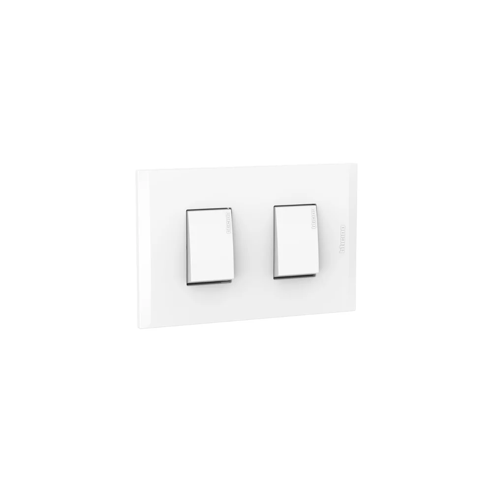 Interruptor de 3 vías doble 10AX 250V blanco con placa blanca Bticino Modus 4 AH2201EB