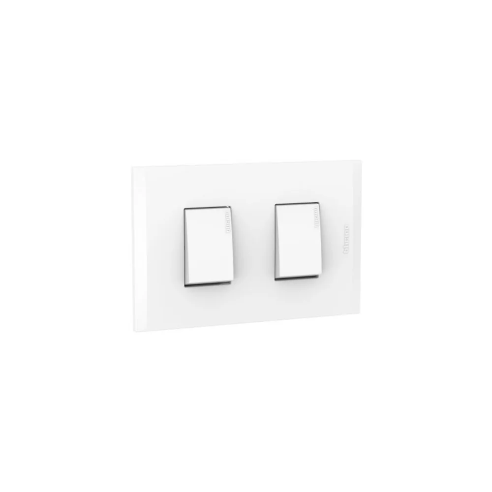 Interruptor unipolar doble 10AX 250V blanco con placa blanca Bticino Modus 4 AH2200EB