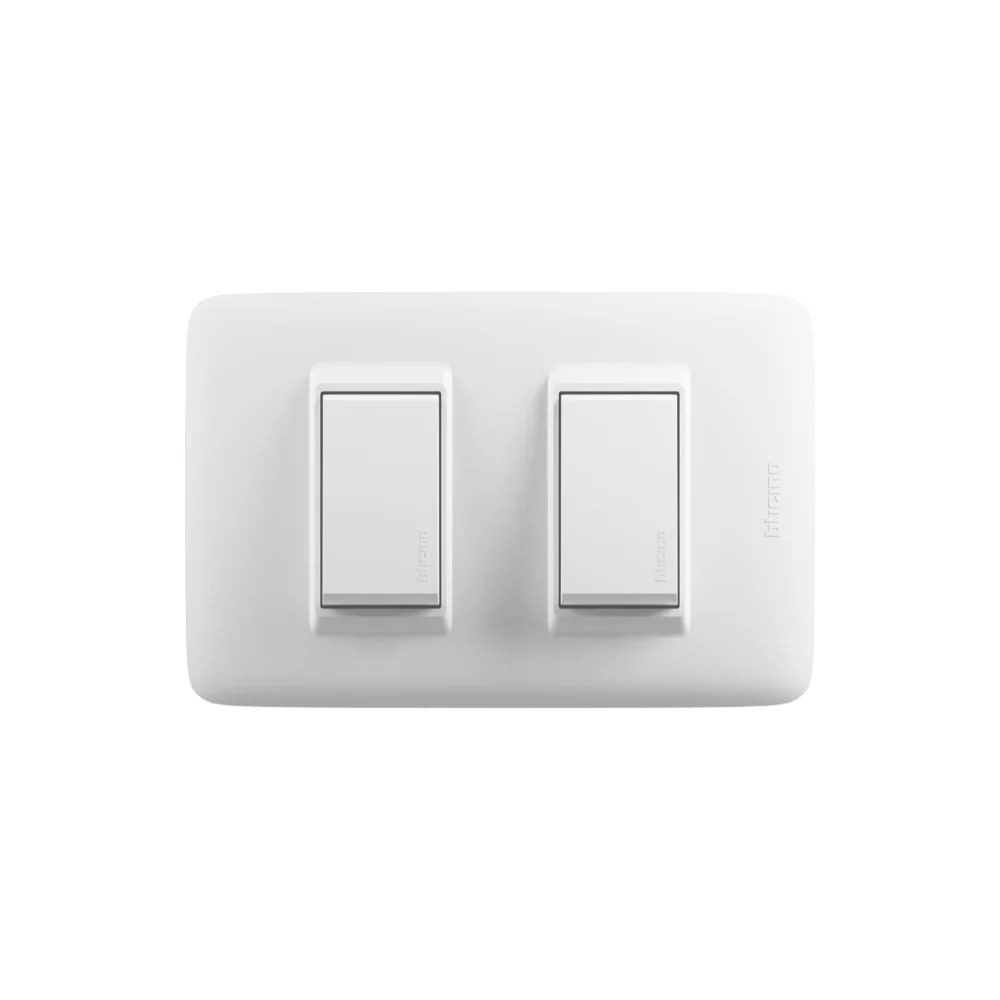 Interruptor unipolar doble blanco mate Bticino Domino Sencia Plus AP1200B