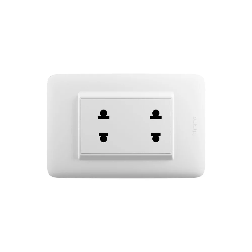 Tomacorriente universal doble 2P EU/US blanco mate Bticino Domino Sencia Plus AP1212B