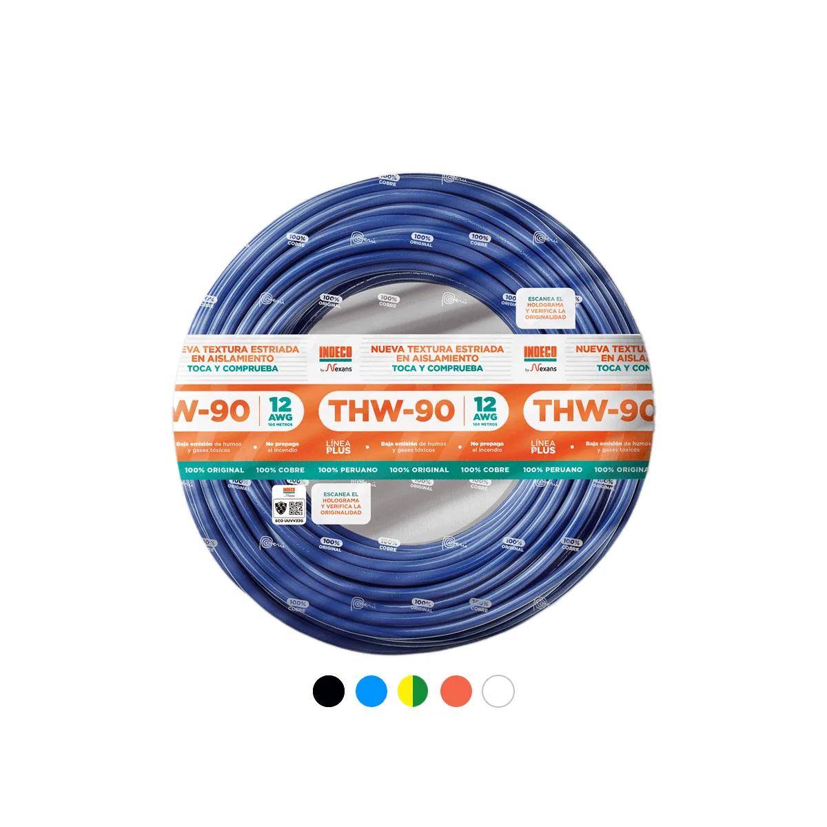 Cable THW-90 +Plus 12 AWG estriado – Indeco