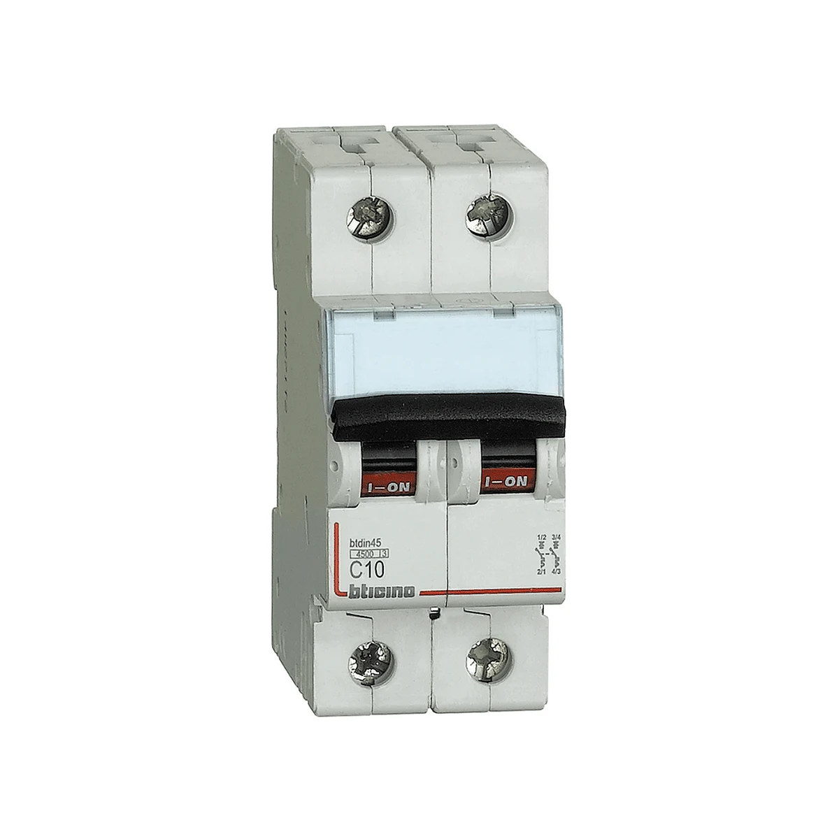 Interruptor termomagnético Bticino NEW BTDIN 2x10A 10kA 220V – código FN820YC10