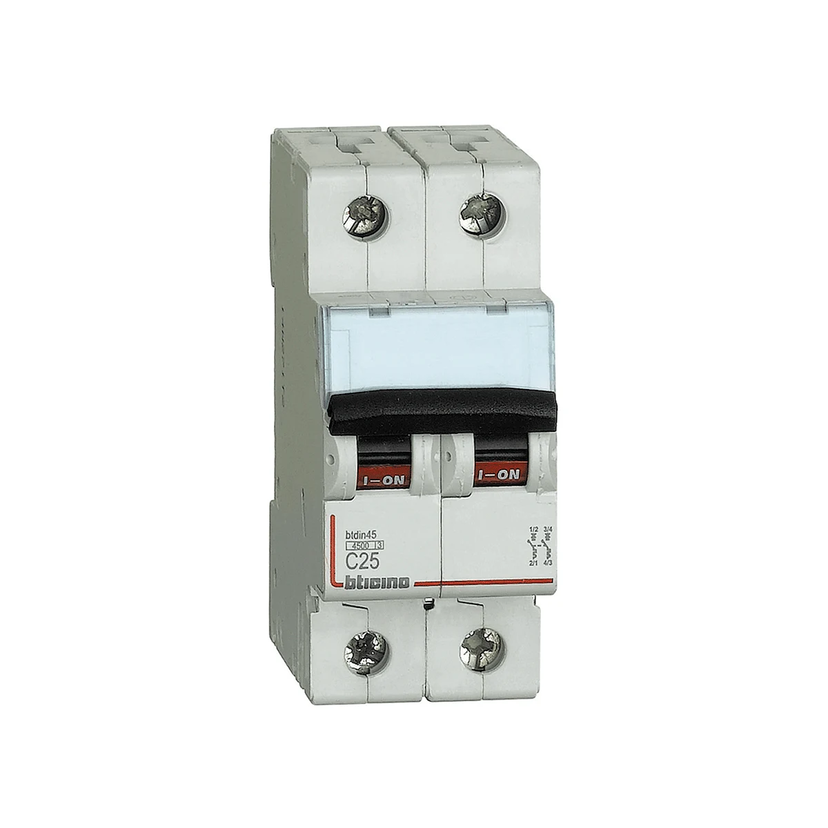 Interruptor termomagnético Bticino NEW BTDIN 2x25A 10kA 220V – código FN820YC25