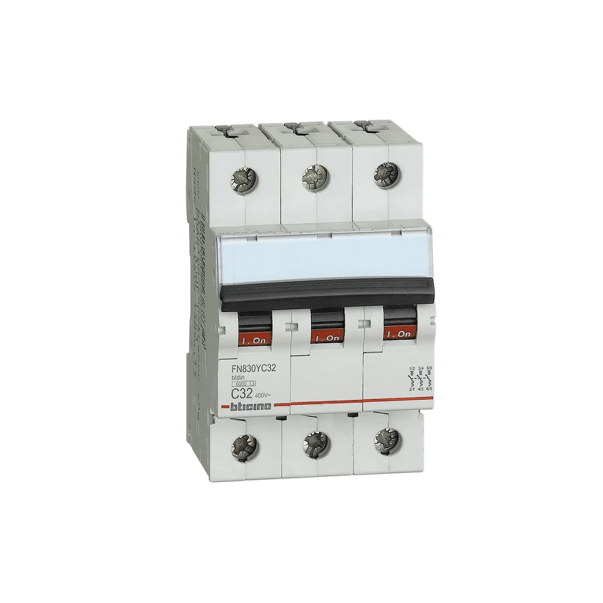 Interruptor termomagnético Bticino NEW BTDIN 3x32A 10kA 220V – código FN830YC32