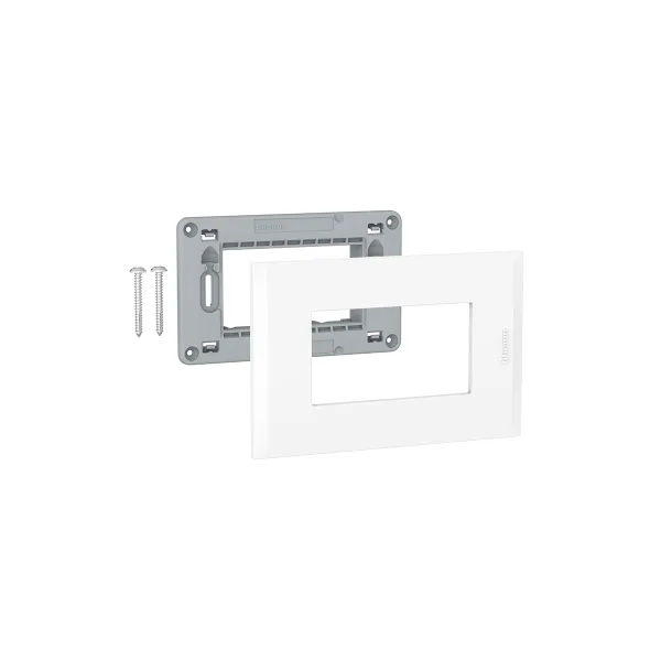 Placa con soporte para 3 módulos blanco – Bticino