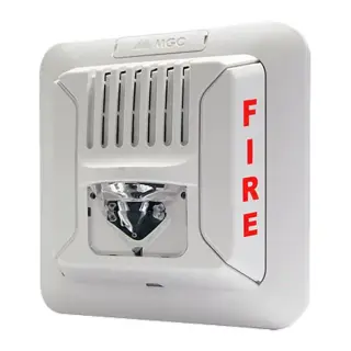 Dispositivo audiovisual LED de cielo raso Mircom FHS-400C-WW en blanco